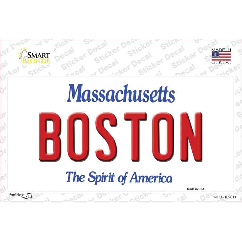 LP-10981s-M 6 x 3 in. Boston Massachusetts Novelty Sticker Decal - Medium