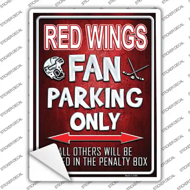 P-329s-L 9 x 6.7 in. Red Wings Novelty Rectangle Sticker Decal - Large