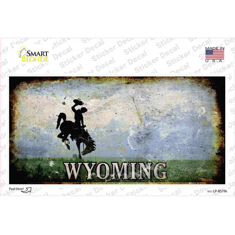 LP-8519s-M 6 x 3 in. Wyoming Rusty State Novelty Sticker Decal - Medium
