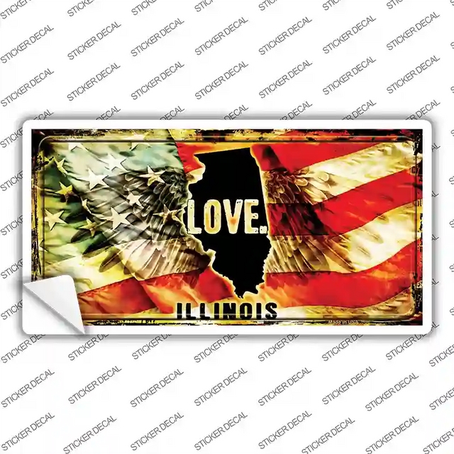LP-8599s-L 9 x 4.5 in. Illinois Love Novelty Sticker Decal - Large