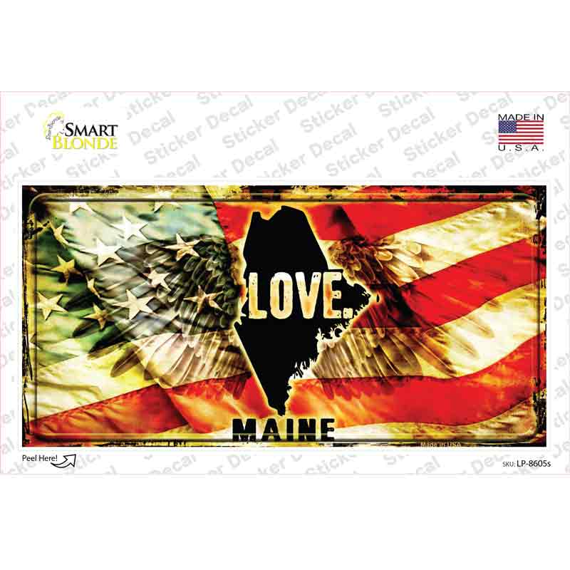 LP-8605s-M 6 x 3 in. Maine Love Novelty Sticker Decal - Medium