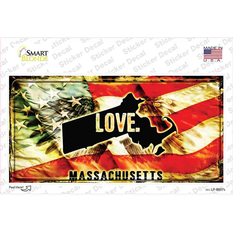 LP-8607s-M 6 x 3 in. Massachusetts Love Novelty Sticker Decal - Medium