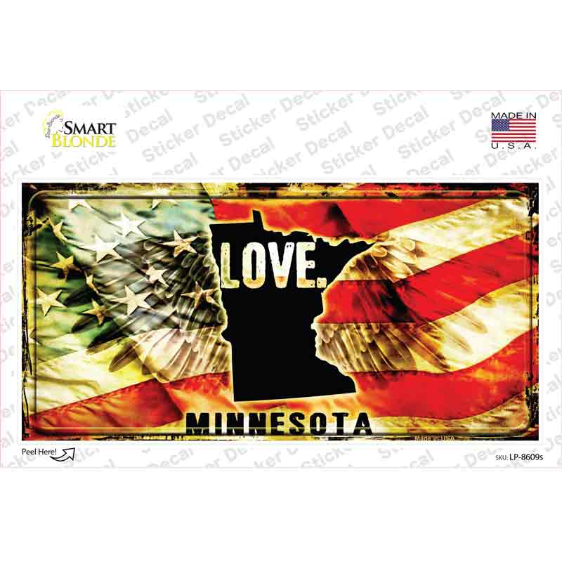 LP-8609s-M 6 x 3 in. Minnesota Love Novelty Sticker Decal - Medium