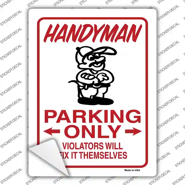 P-868s-XL 12 x 6 in. Handyman Parking Fix It Themselves Novelty Rectangular Sticker Decal - Extra Large