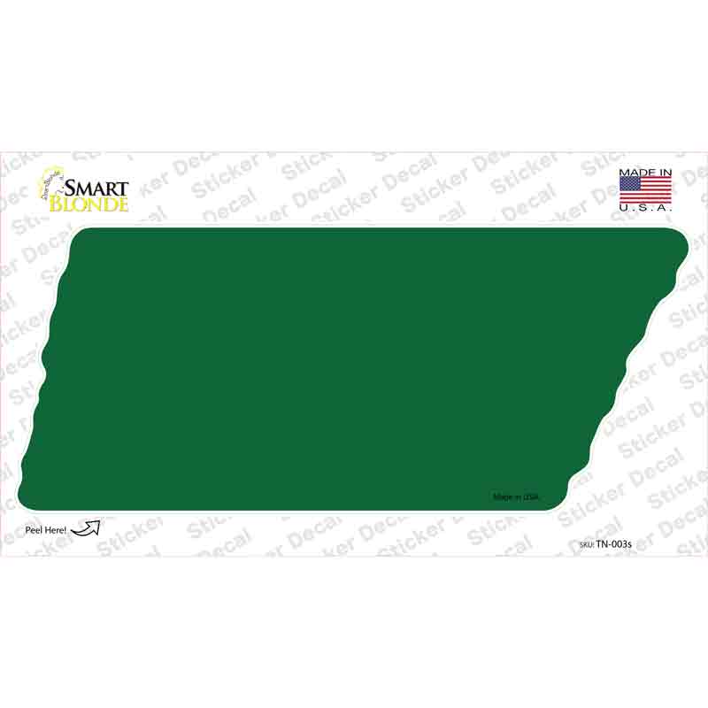 TN-003s-M 6.75 x 3 in. Green Solid Novelty Tennessee Shape Sticker Decal - Medium
