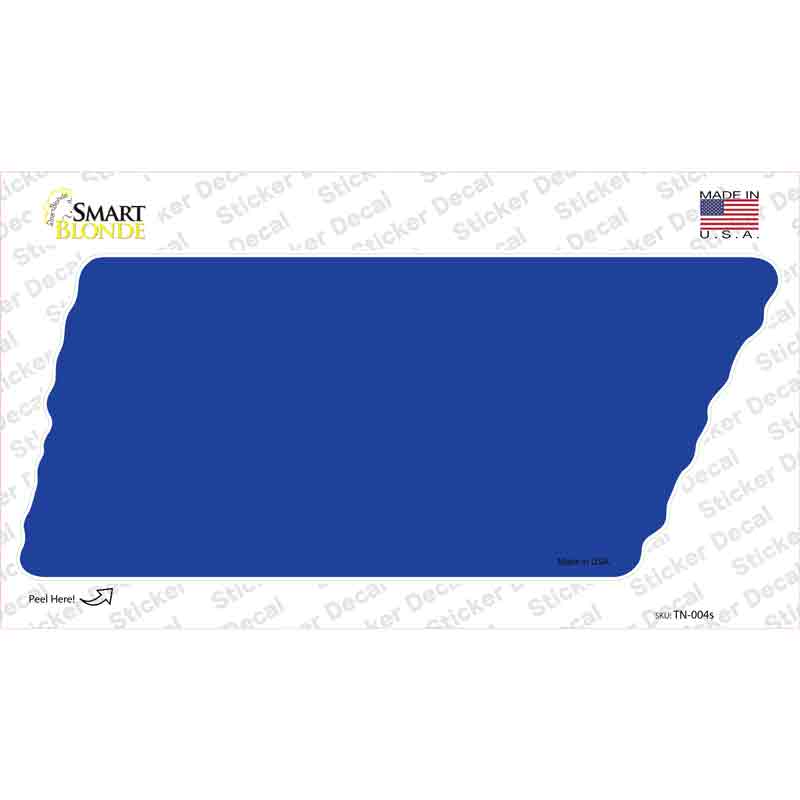 TN-004s-M 6.75 x 3 in. Blue Solid Novelty Tennessee Shape Sticker Decal - Medium