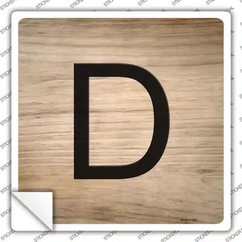 SQ-1106s-S 3 x 3 in. D Letter Tile Novelty Square Sticker Decal - Small