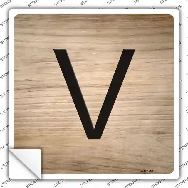 SQ-1124s-L 9 x 9 in. V Letter Tile Novelty Square Sticker Decal - Large