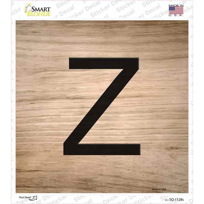 SQ-1128s-M 6 x 6 in. Z Letter Tile Novelty Square Sticker Decal - Medium