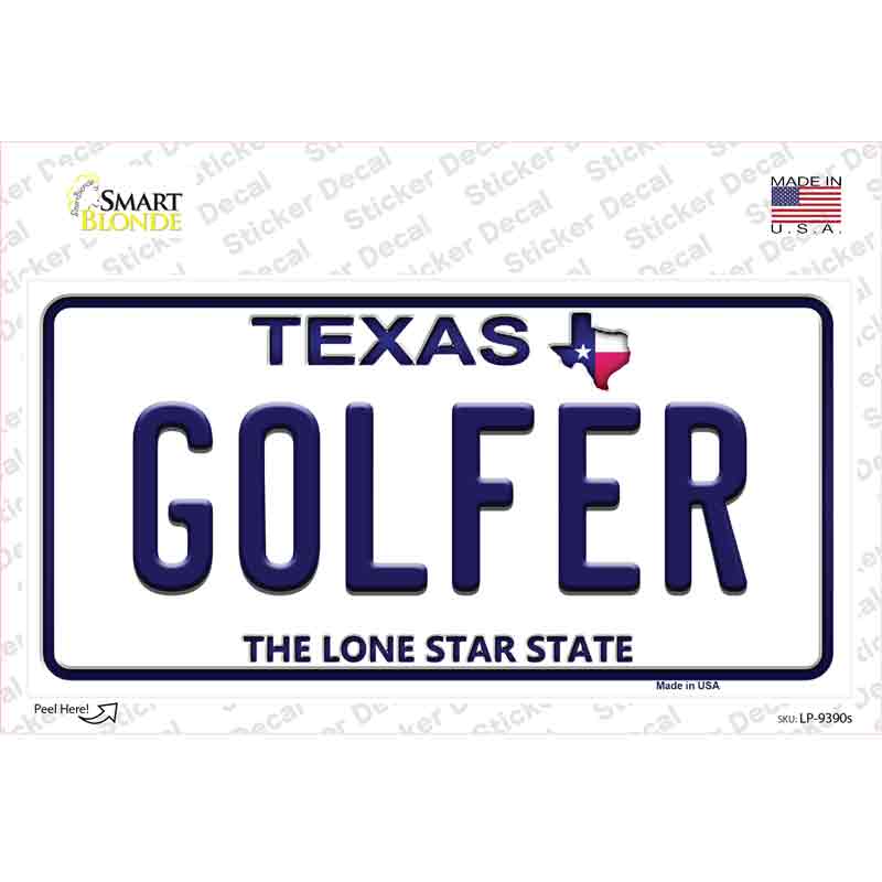 LP-9390s-M 6 x 3 in. Golfer Texas Novelty Sticker Decal - Medium