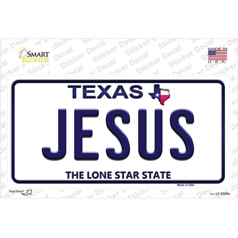LP-9399s-M 6 x 3 in. Jesus Texas Novelty Sticker Decal - Medium