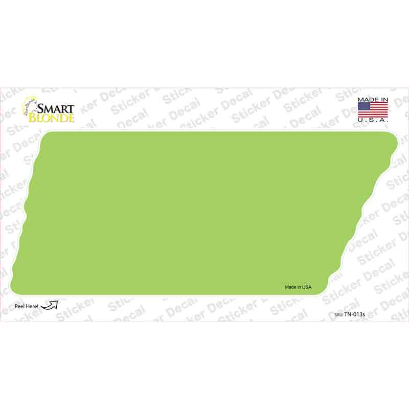 TN-013s-M 6.75 x 3 in. Lime Green Solid Novelty Tennessee Shape Sticker Decal - Medium
