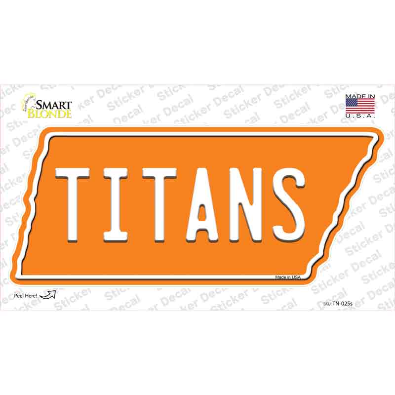 TN-025s-M 6.75 x 3 in. Titans Novelty Tennessee Shape Sticker Decal - Medium