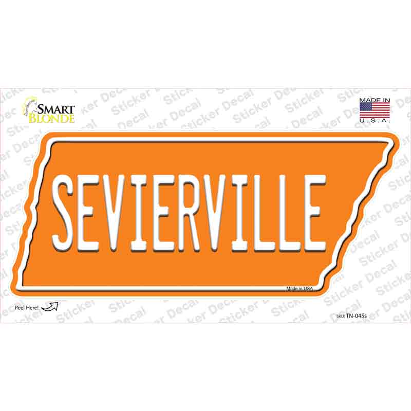 TN-045s-M 6.75 x 3 in. Sevierville Novelty Tennessee Shape Sticker Decal - Medium