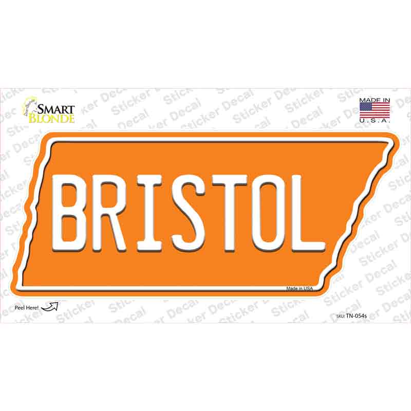 TN-054s-M 6.75 x 3 in. Bristol Novelty Tennessee Shape Sticker Decal - Medium