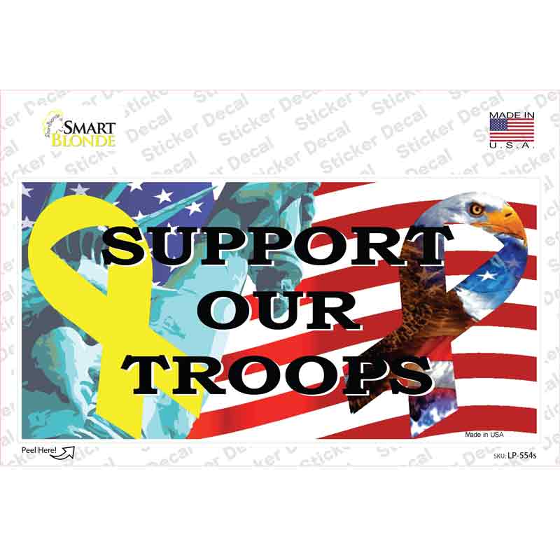 LP-554s-M 6 x 3 in. Support Our Troops Ribbon Novelty Sticker Decal - Medium