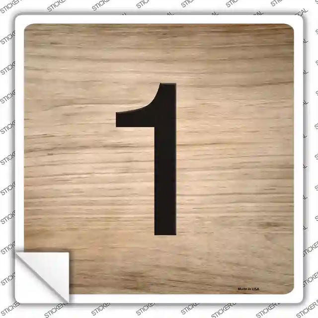 SQ-1302s-L 9 x 9 in. 1 Number Tiles Novelty Square Sticker Decal - Large