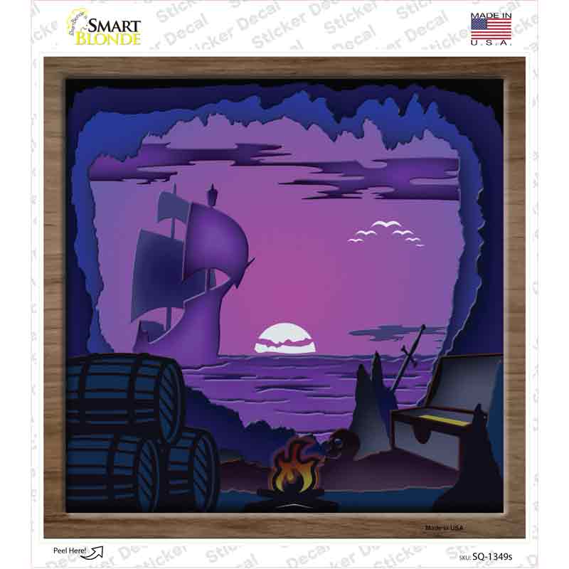 SQ-1349s-M 6 x 6 in. Pirate Cove Shadow Box Novelty Square Sticker Decal - Medium