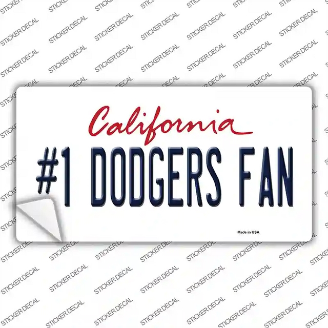 LP-13332s-L 9 x 4.5 in. Number 1 Dodgers Fan Novelty Sticker Decal - Large