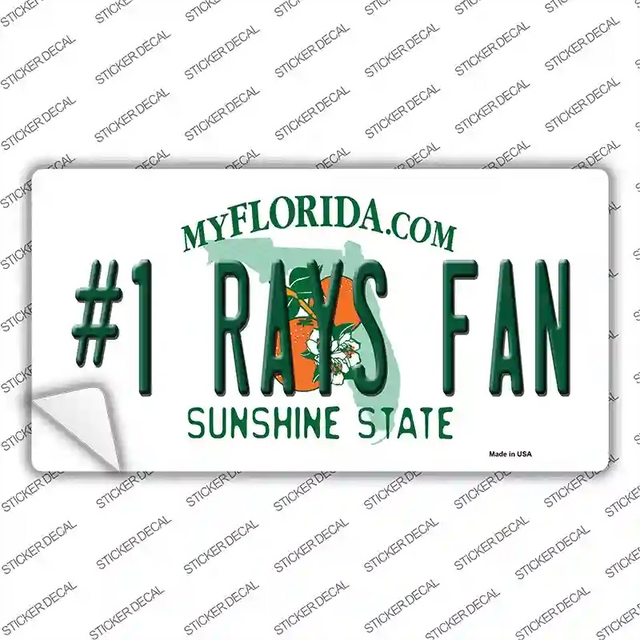 LP-13370s-L 9 x 4.5 in. Number 1 Rays Fan Novelty Sticker Decal - Large