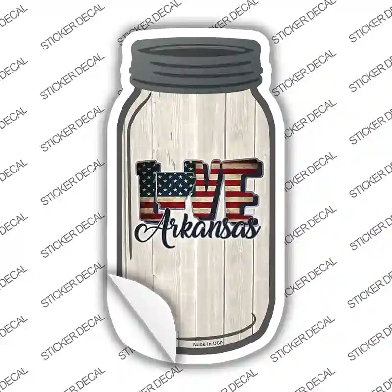MJ-063s-S 4 x 2 in. Love Arkansas Silhouette Novelty Mason Jar Sticker Decal - Small