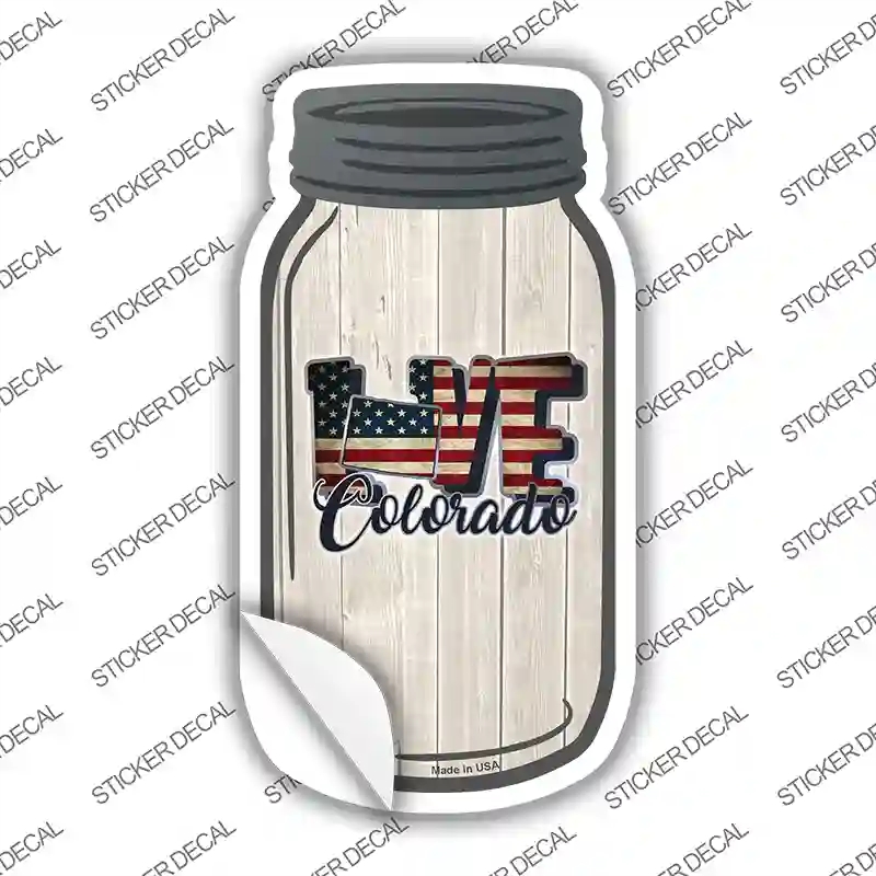 MJ-065s-S 4 x 2 in. Love Colorado Silhouette Novelty Mason Jar Sticker Decal - Small