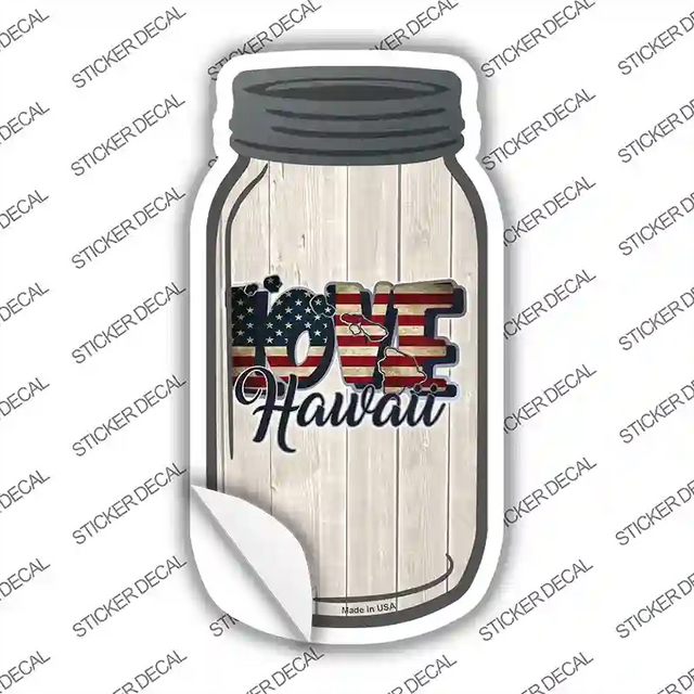 MJ-070s-L 8 x 4 in. Love Hawaii Silhouette Novelty Mason Jar Sticker Decal - Large