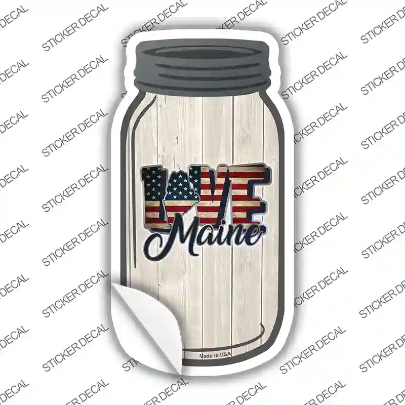 MJ-078s-S 4 x 2 in. Love Maine Silhouette Novelty Mason Jar Sticker Decal - Small