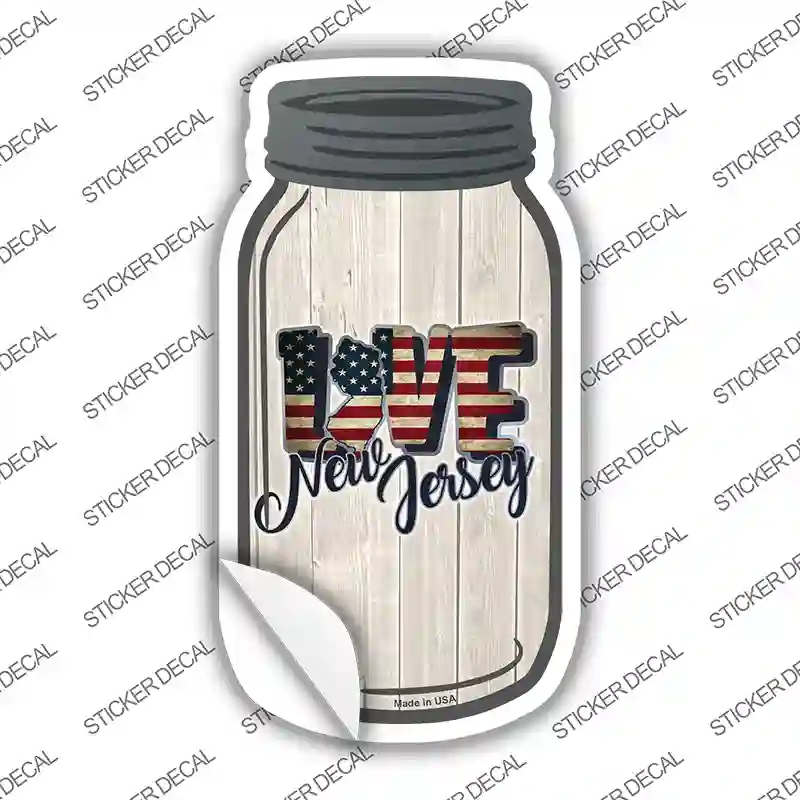 MJ-089s-S 4 x 2 in. Love Jersey Silhouette Novelty Mason Jar Sticker Decal - Small