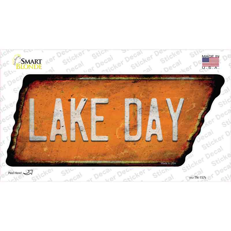 TN-157s-M 6.75 x 3 in. Lake Day Novelty Rusty Tennessee Shape Sticker Decal - Medium