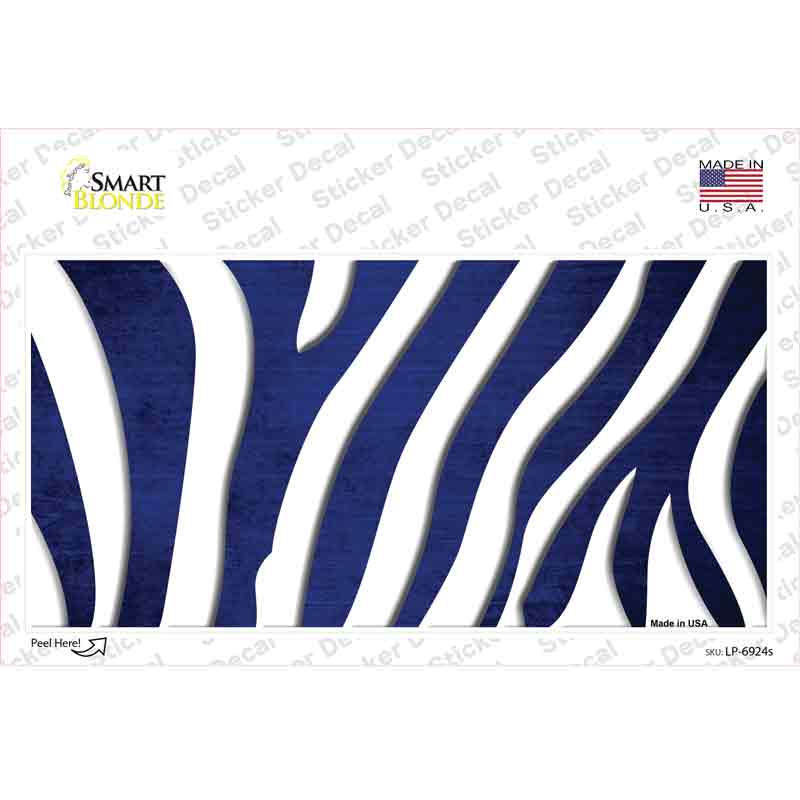 LP-6924s-M 6 x 3 in. Blue White Zebra Oil Rubbed Novelty Sticker Decal - Medium