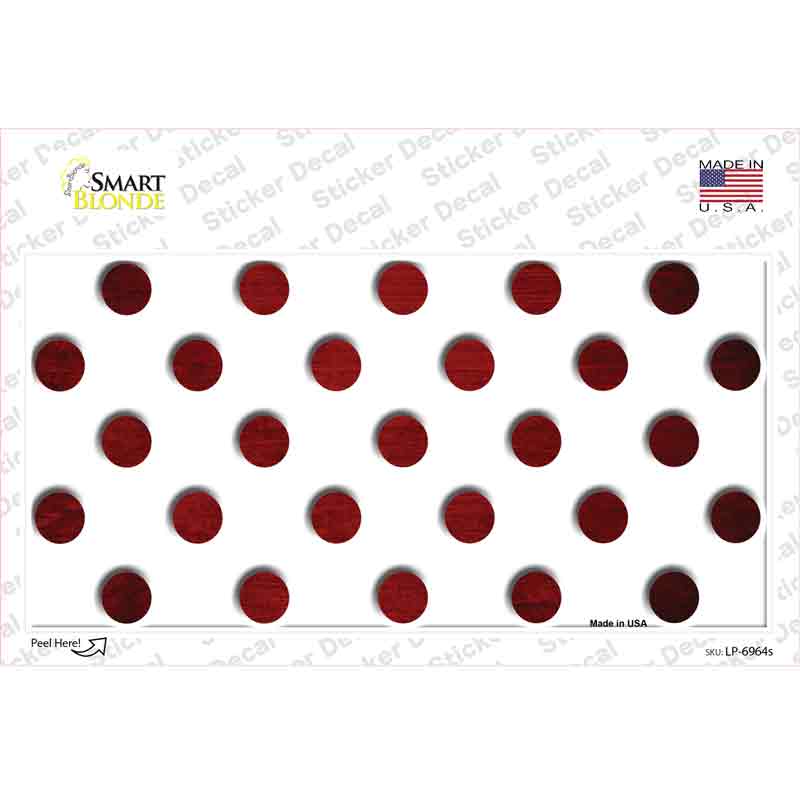LP-6964s-M 6 x 3 in. Red White Dots Oil Rubbed Novelty Sticker Decal - Medium