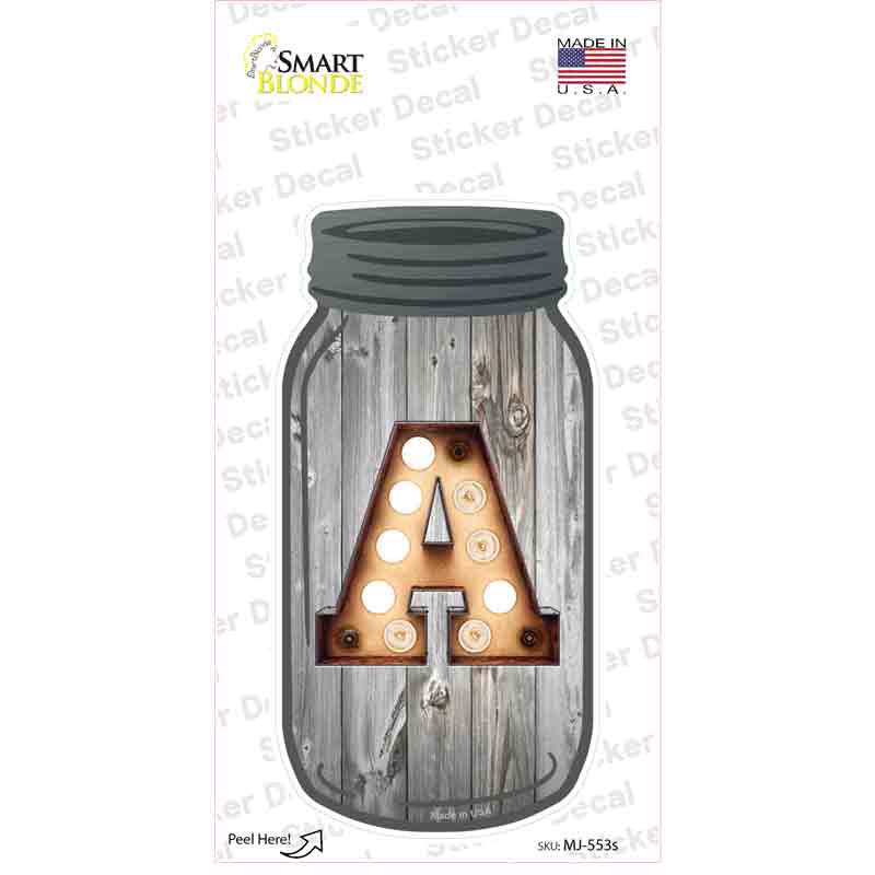 MJ-553s-M 6 x 3 in. A Bulb Lettering Novelty Mason Jar Sticker Decal - Medium