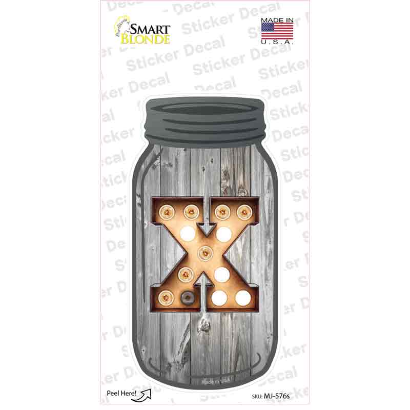 MJ-576s-M 6 x 3 in. X Bulb Lettering Novelty Mason Jar Sticker Decal - Medium