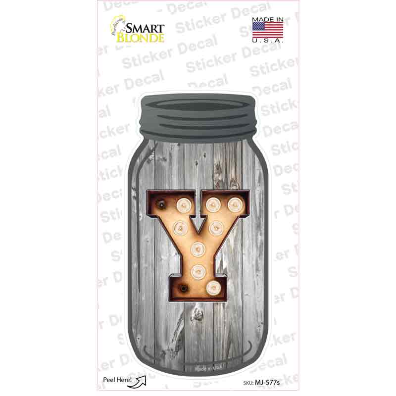 MJ-577s-M 6 x 3 in. Y Bulb Lettering Novelty Mason Jar Sticker Decal - Medium