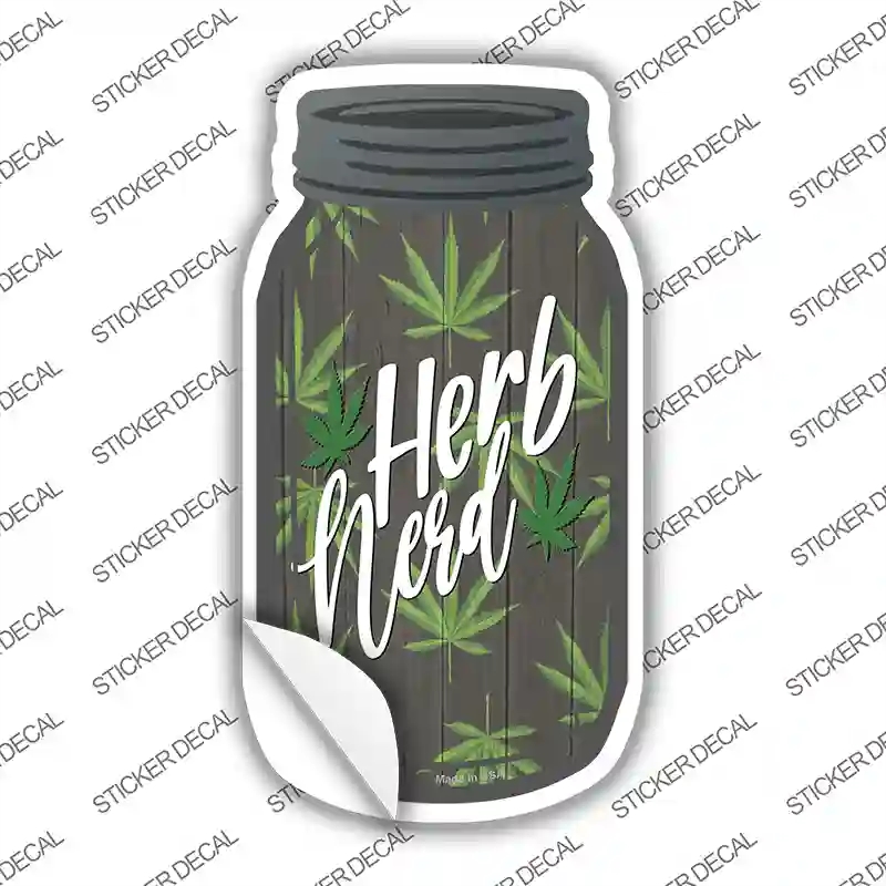 MJ-619s-S 4 x 2 in. Herb Nerd Novelty Mason Jar Sticker Decal - Small