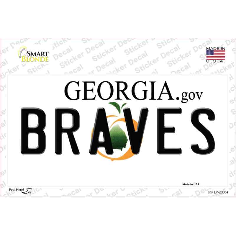 LP-2086s-M 6 x 3 in. Braves Georgia State Novelty Sticker Decal - Medium