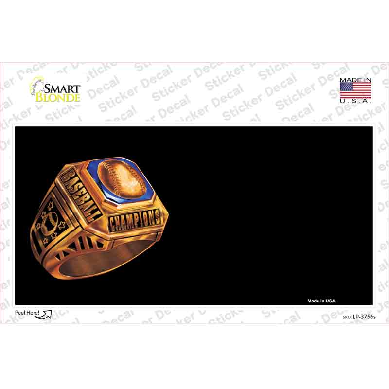 LP-3756s-M 6 x 3 in. Baseball Champion Ring Offset Novelty Sticker Decal - Medium