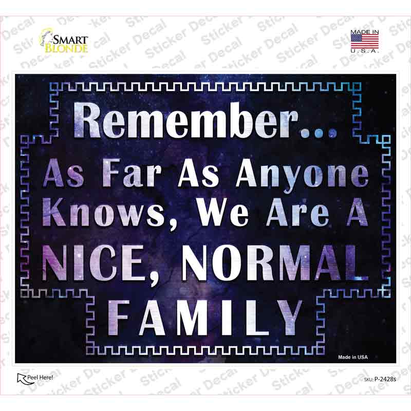 P-2428s-M 6 x 4.5 in. Nice Normal Family Novelty Rectangle Sticker Decal - Medium
