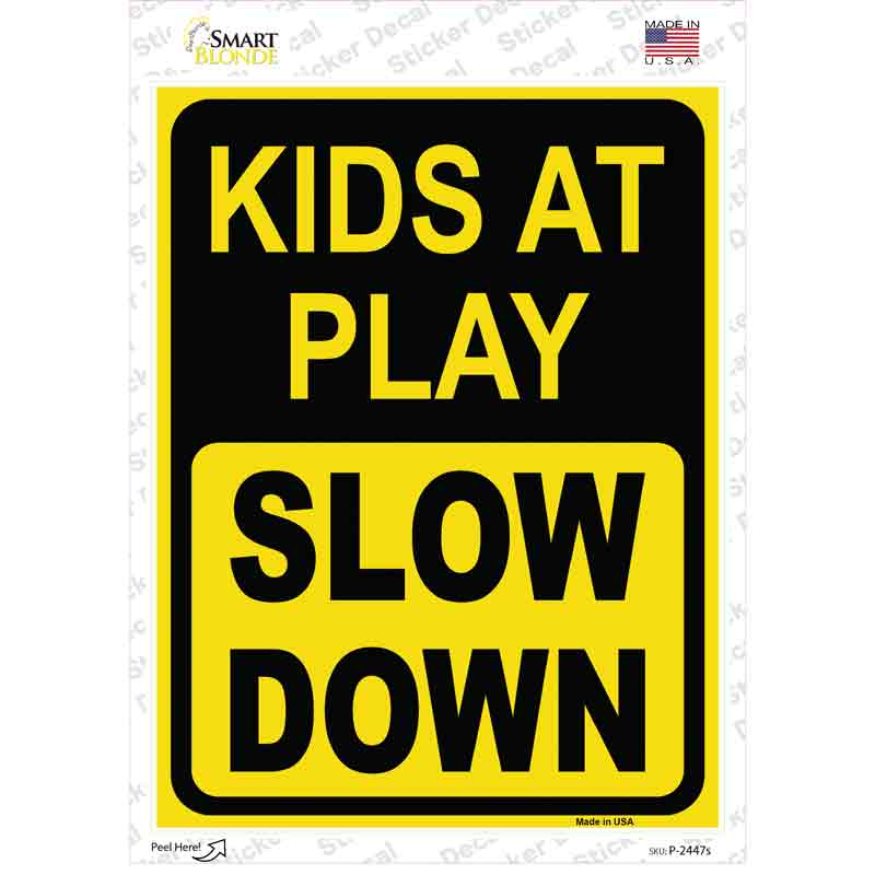P-2447s-M 6 x 3 in. Kids At Play Novelty Rectangular Sticker Decal - Medium