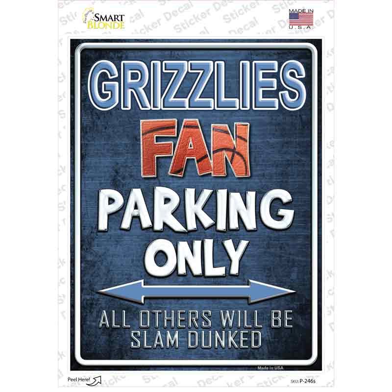 P-246s-M 6 x 4.5 in. Grizzlies Novelty Rectangle Sticker Decal - Medium