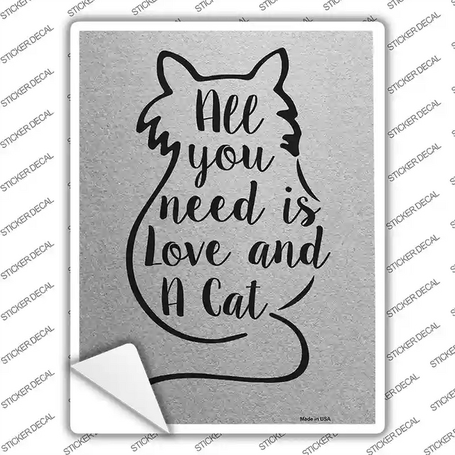 P-2629s-L 9 x 4.5 in. Love & A Cat Novelty Rectangular Sticker Decal - Large