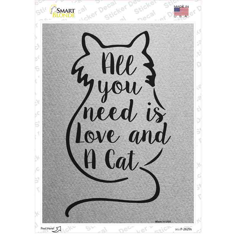 P-2629s-M 6 x 3 in. Love & A Cat Novelty Rectangular Sticker Decal - Medium