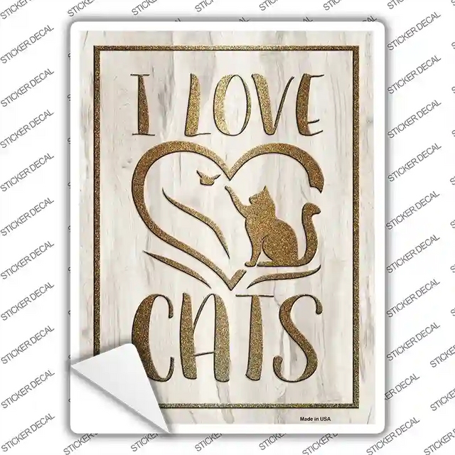 P-2630s-L 9 x 4.5 in. I Love Cats Novelty Rectangular Sticker Decal - Large