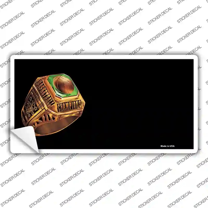 LP-3757s-S 3 x 1.5 in. Basketball Champ Ring Offset Novelty Sticker Decal - Small