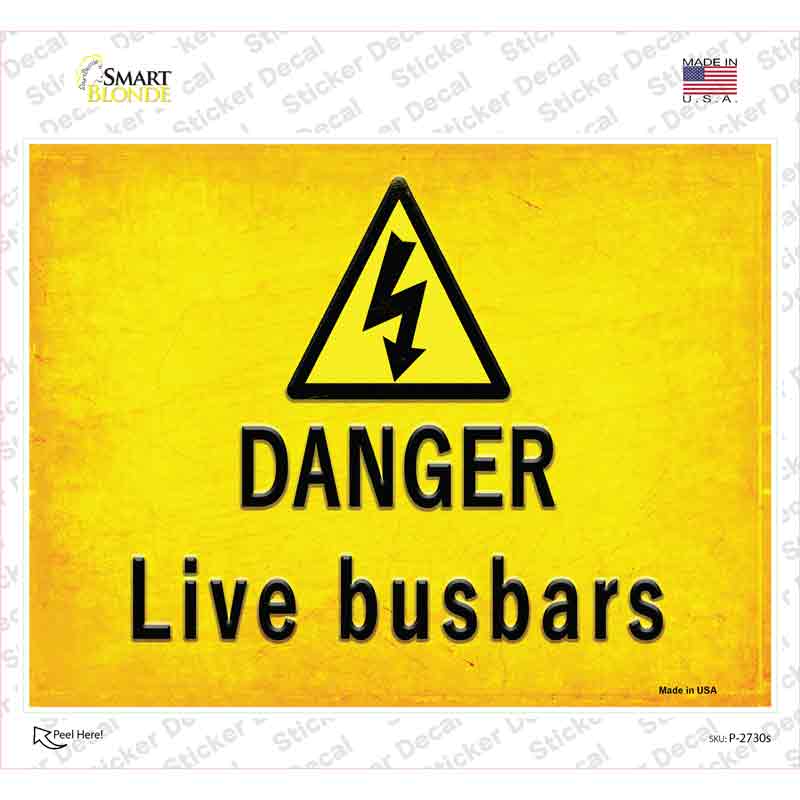 P-2730s-M 6 x 4.5 in. Danger Live Busbars Novelty Rectangle Sticker Decal - Medium
