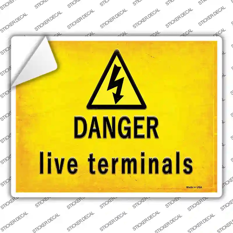 P-2732s-S 3 x 2.2 in. Danger Live Terminals Novelty Rectangle Sticker Decal - Small