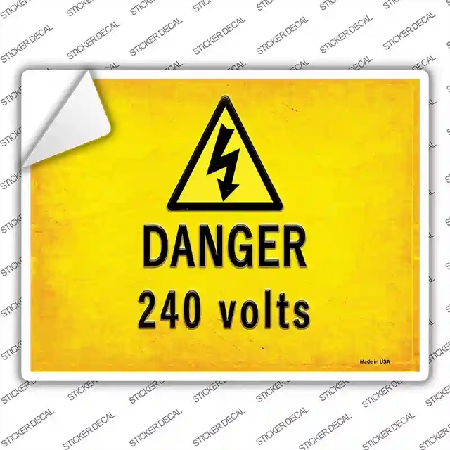 P-2737s-L 9 x 6.7 in. Danger 240 Volts Novelty Rectangle Sticker Decal - Large