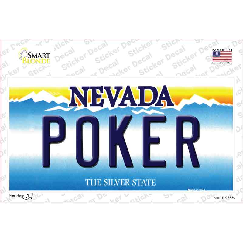 LP-9553s-M 6 x 3 in. Poker Nevada Novelty Sticker Decal - Medium