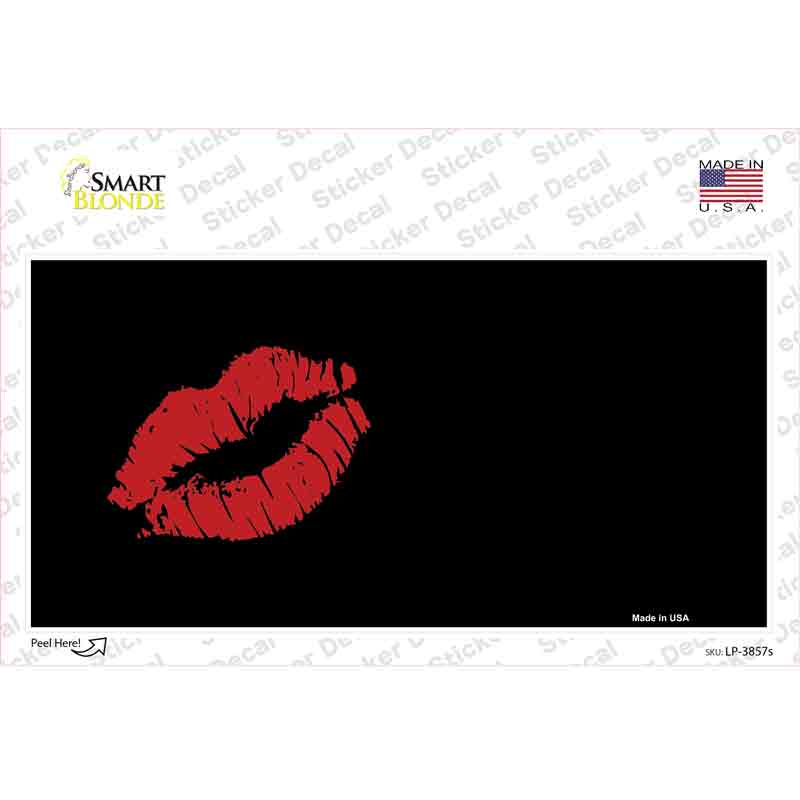 LP-3857s-M 6 x 3 in. Red Lips Offset Novelty Sticker Decal - Medium